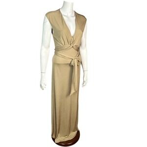 Polo Ralph Lauren Dress women's Medium long line‎ elegant tan minimalist Grecian